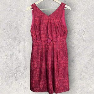 Madewell Red Textured Dress with Chic Cutout